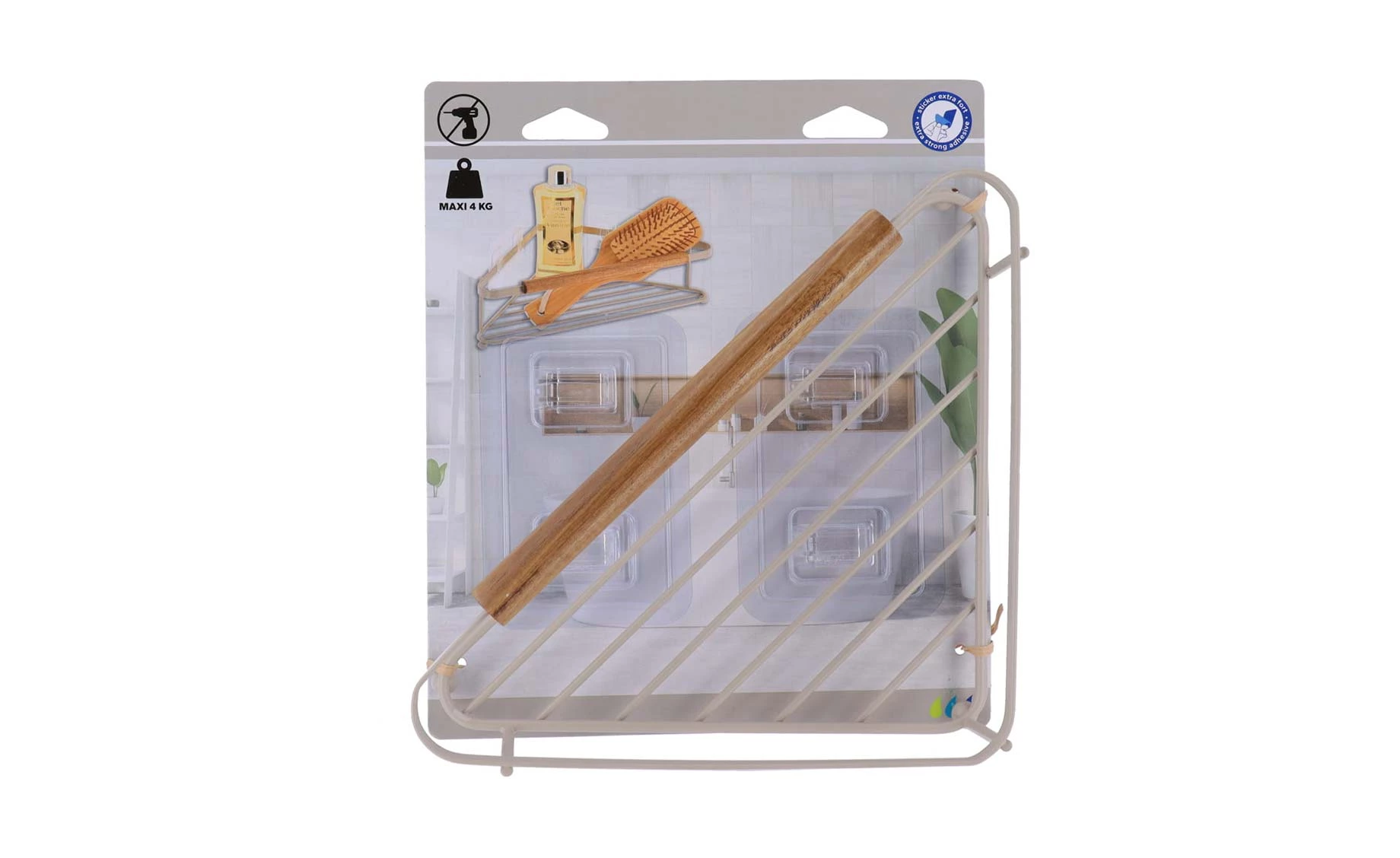 Kupatilska korpa za tuš Acacia ugaona bež