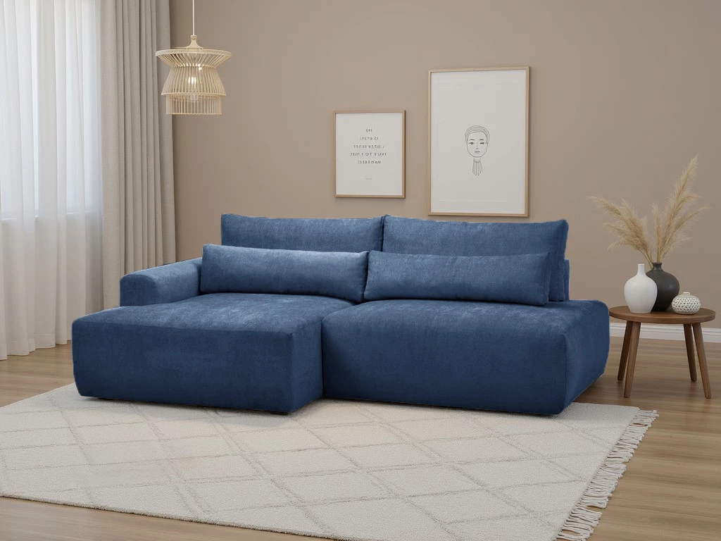 Syrenne kutna garnitura s ležajem 246x152x87 cm plava lijeva