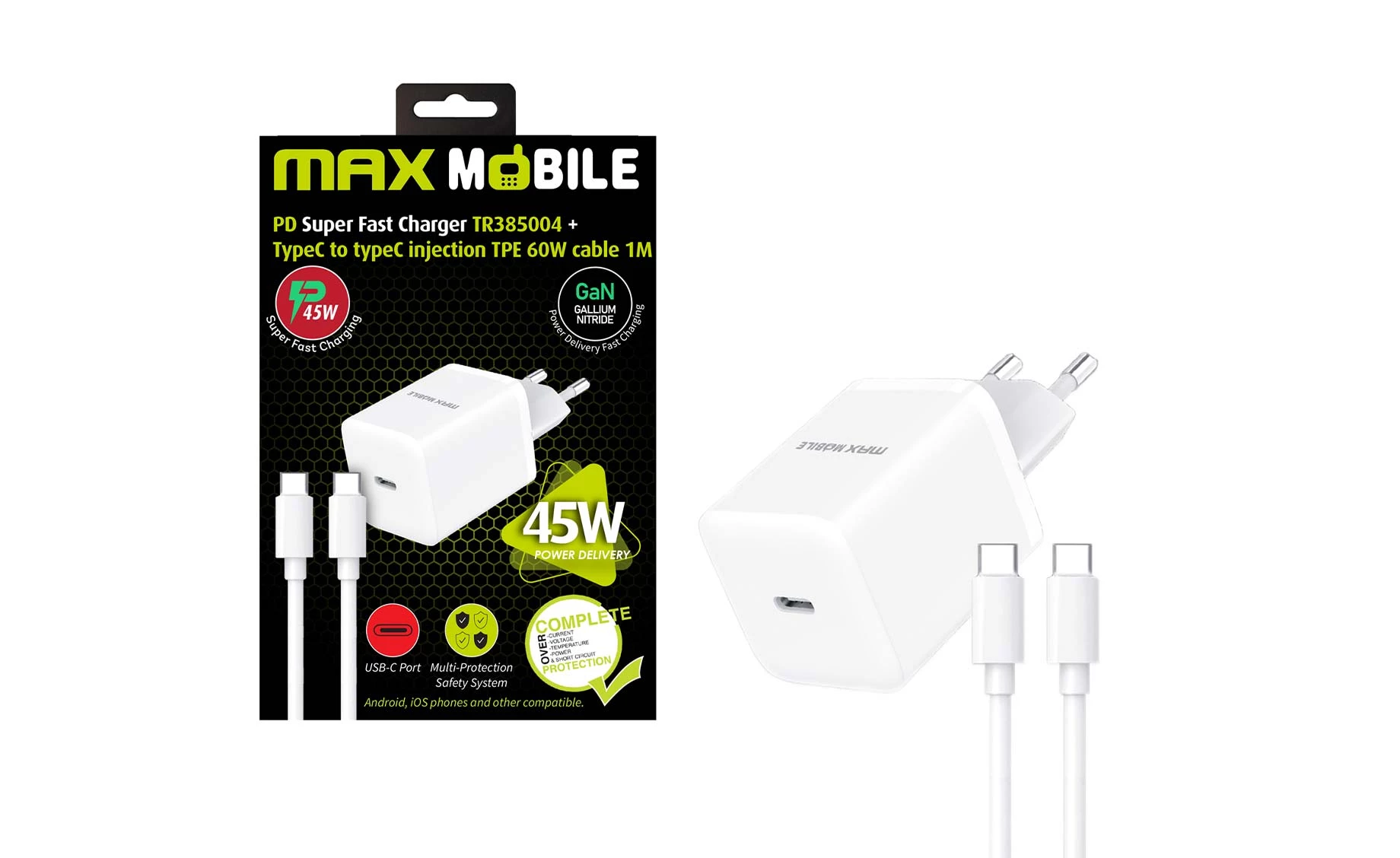 Maxmobile TR385004 kučni punjač 220V  , 45W , bijeli
