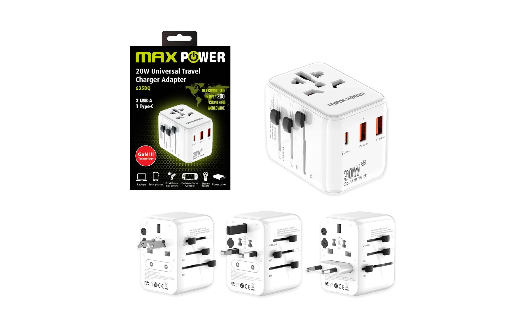 Maxpower 635DQ univerzalni putni adapter