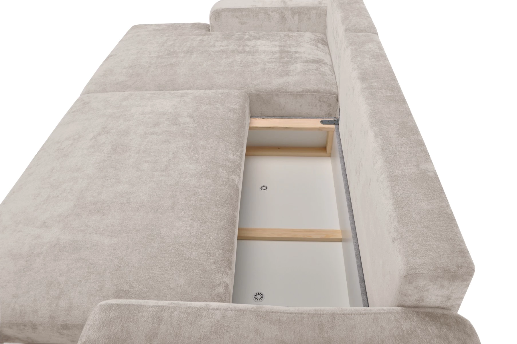 Side ugaona garnitura sa ležajem i prostorom za odlaganje 237x147x85 cm bež leva