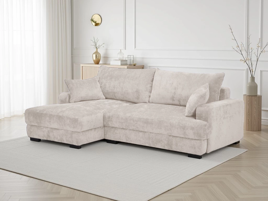 Side ugaona garnitura sa ležajem i prostorom za odlaganje 237x147x85 cm bež leva