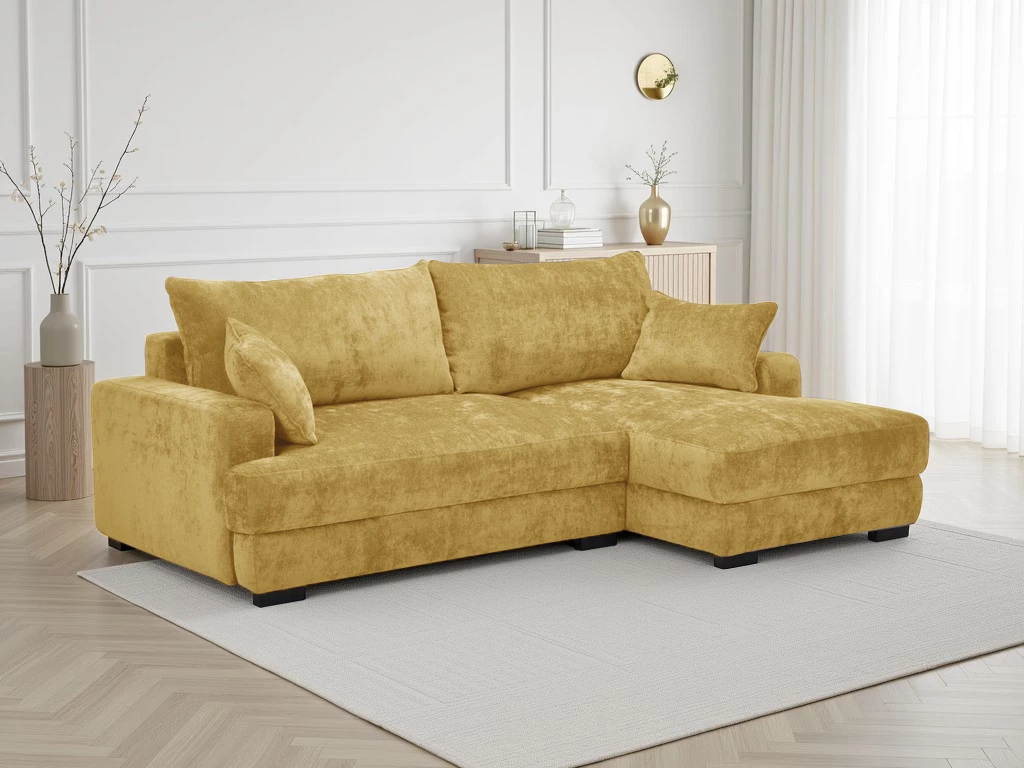 Side ugaona garnitura sa ležajem i prostorom za odlaganje 237x147x85 cm žuta desna