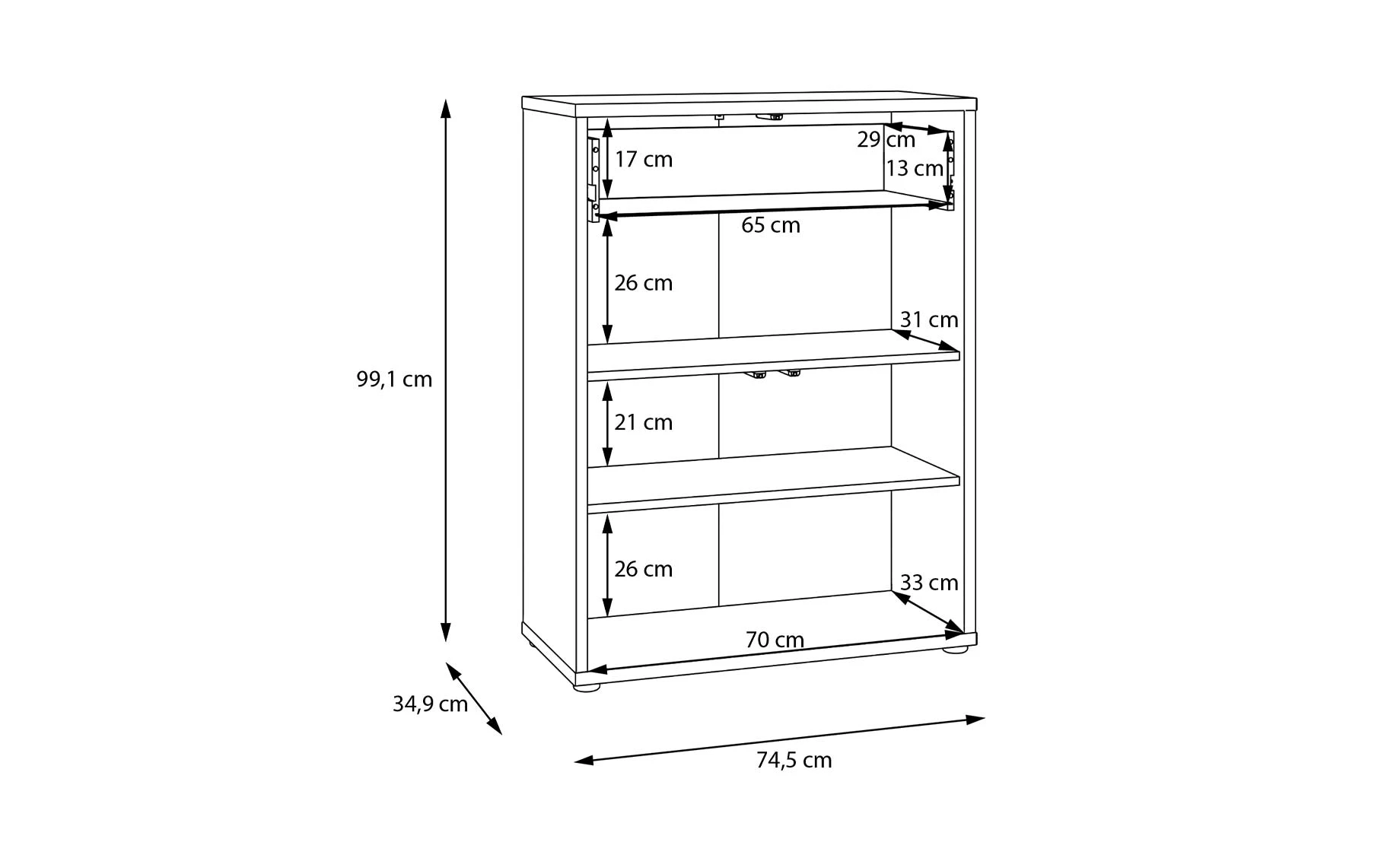 Alice cipelarnik 74.1X34.9X99.1 cm svetlo siva