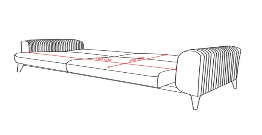Delfina trosed sa ležajem 212x93x80 cm sivi