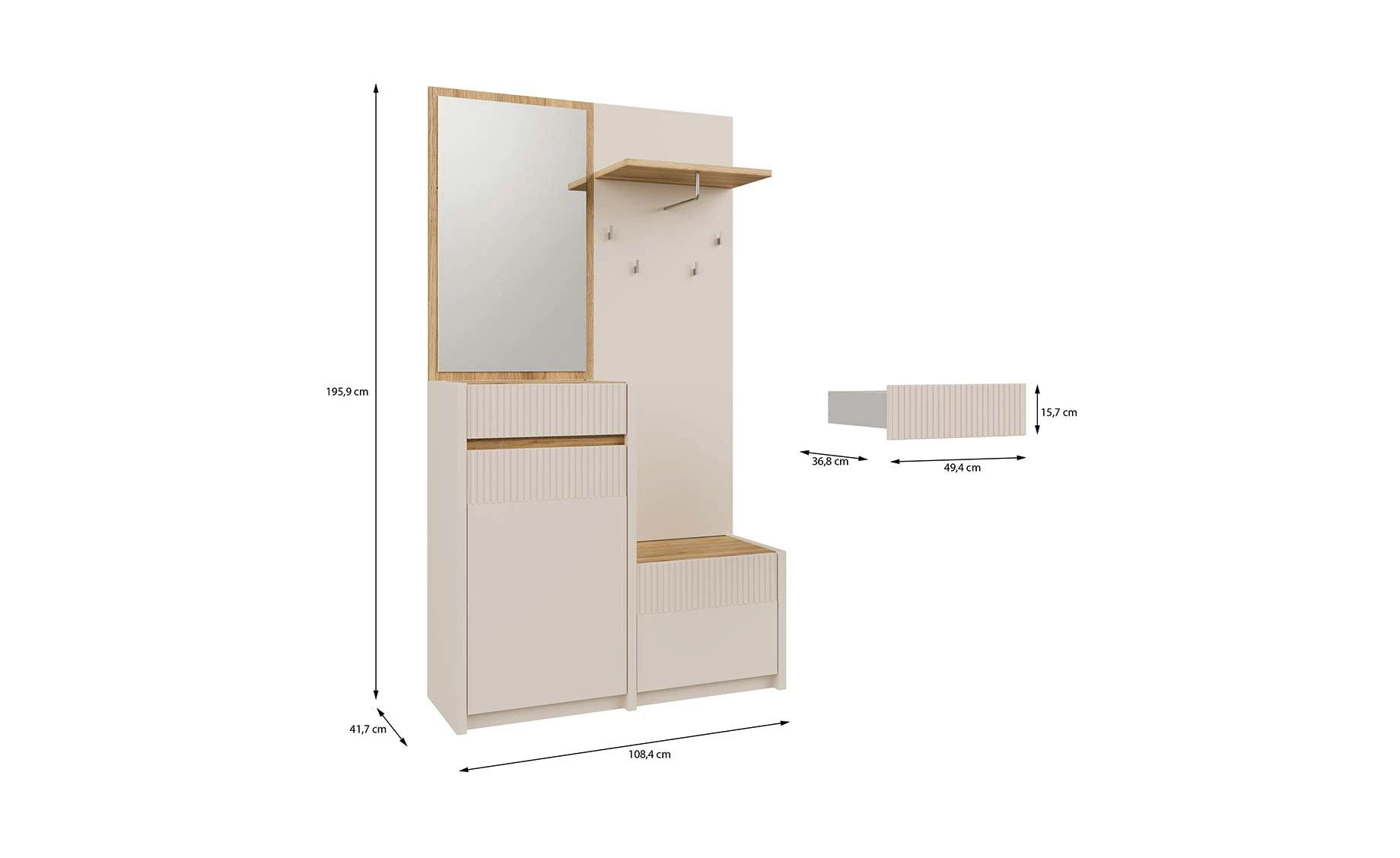 OAK SQUARE PREDSOBLJE 108.4X41.7X195.9 SAND