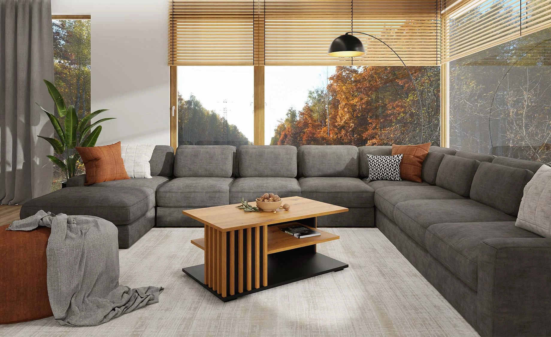 Nairobi klub sto 100x60x40 cm artisan hrast/crna