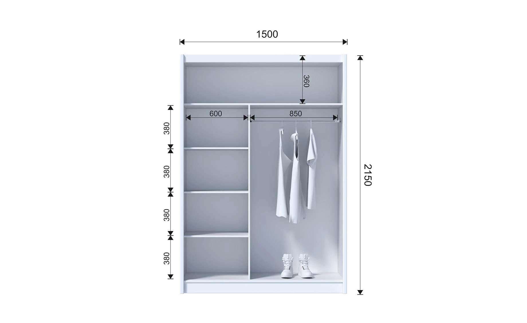 Craft klizni ormar 150x60x215 cm tamna/svetlo braon hrast