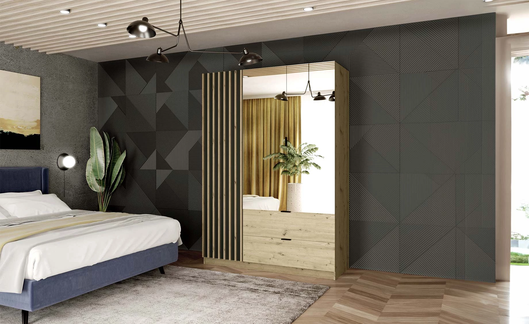 Vegas otklopni ormar 150x60x215 cm artisan/grafit