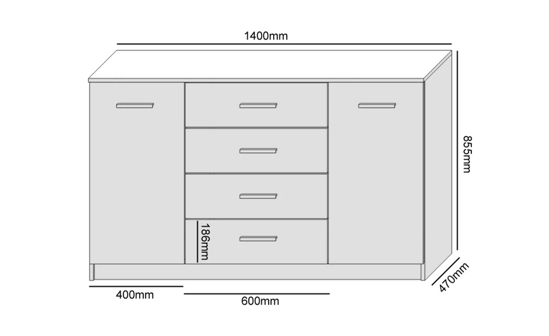 Craft komoda 140x47x86 cm hrast/crna