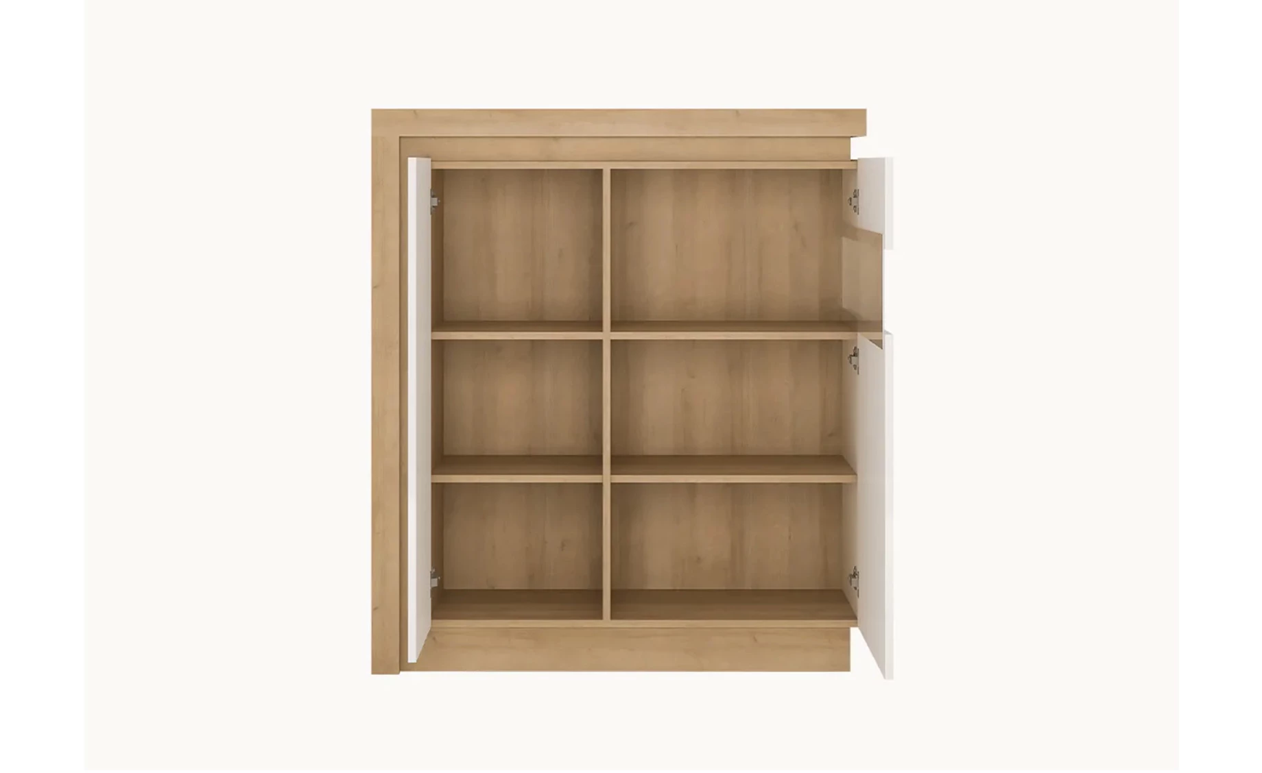 Lyon niska vitrina 107,5x42x123,6 cm hrast/bela