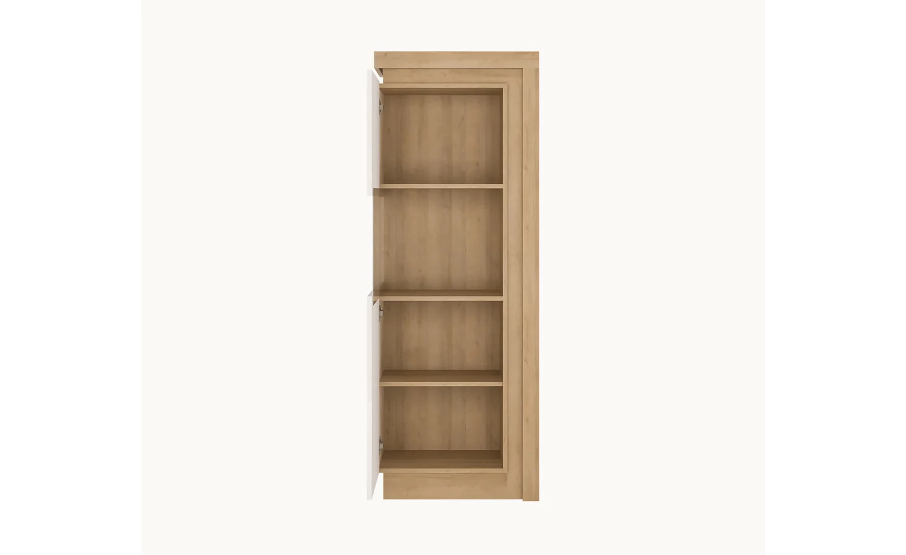 Lyon visoka vitrina 59,7x42x164,1 cm hrast/bela