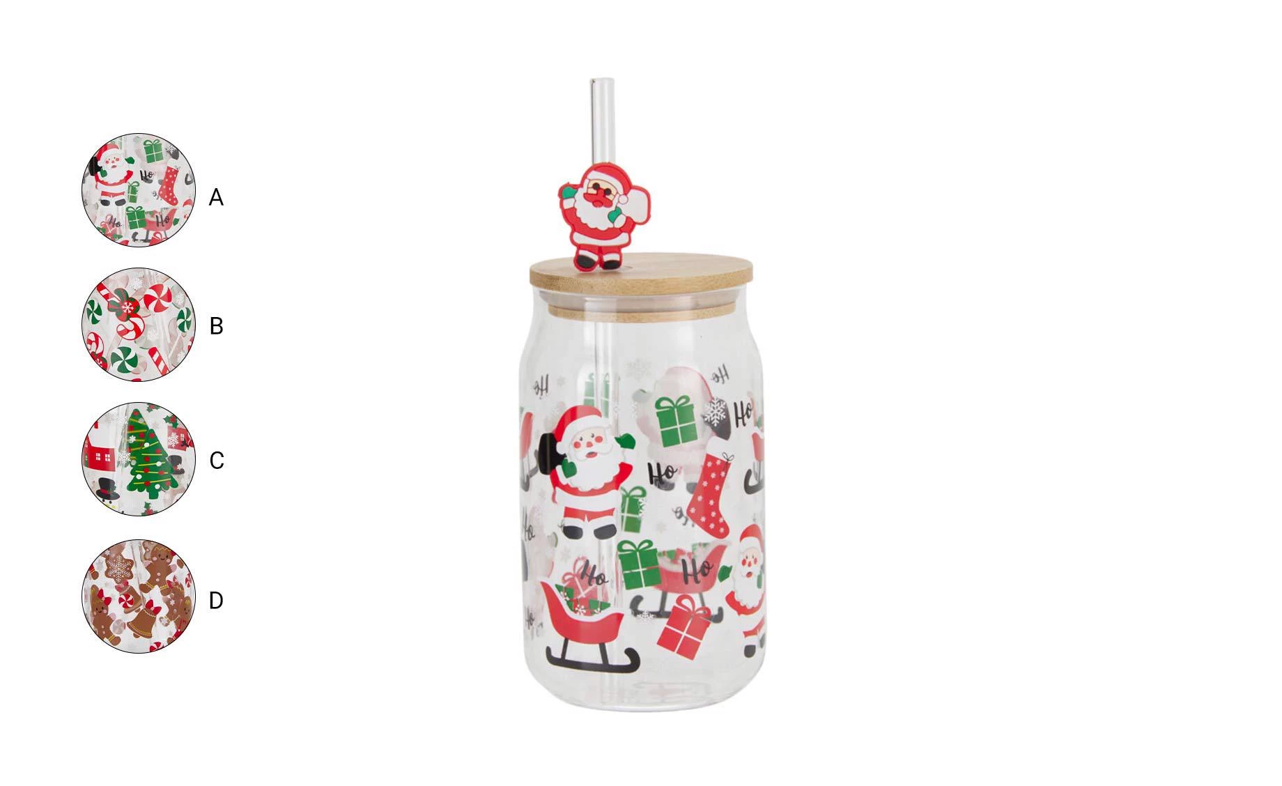 Čaša sa slamkom Winter Jar 500ml sort4