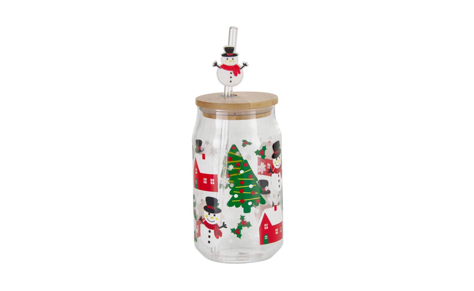 Čaša sa slamkom Winter Jar 500ml sort4