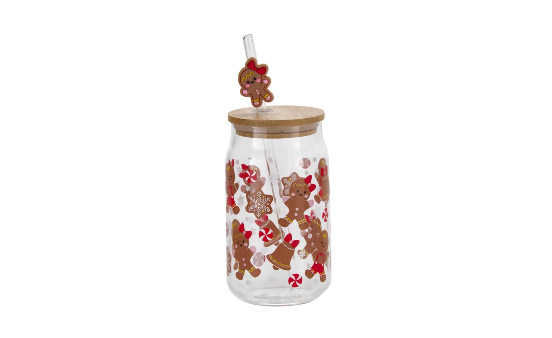 Čaša sa slamkom Winter Jar 500ml sort4