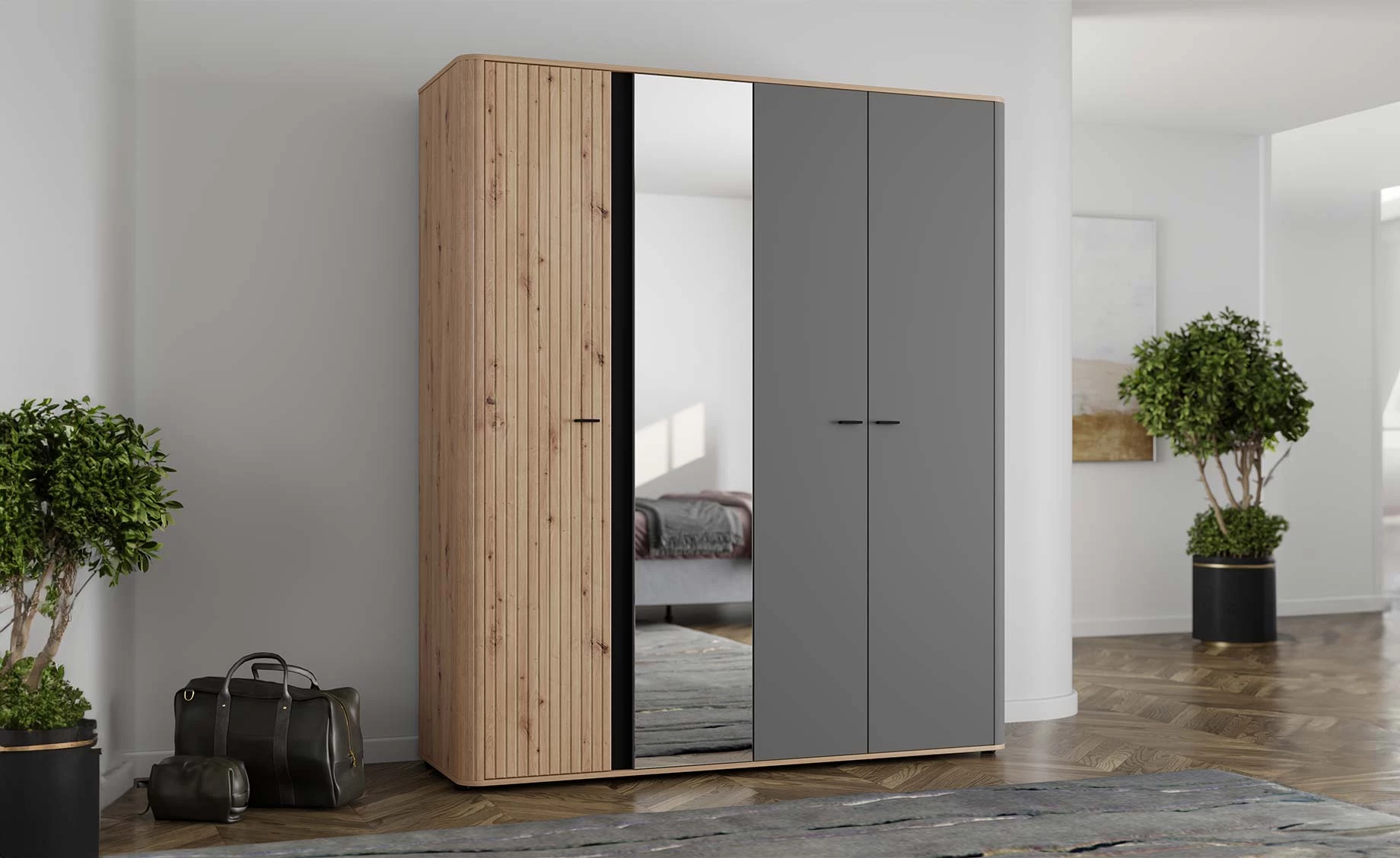 Sinop otklopni ormar 179x56,5x210 cm natur/grafit