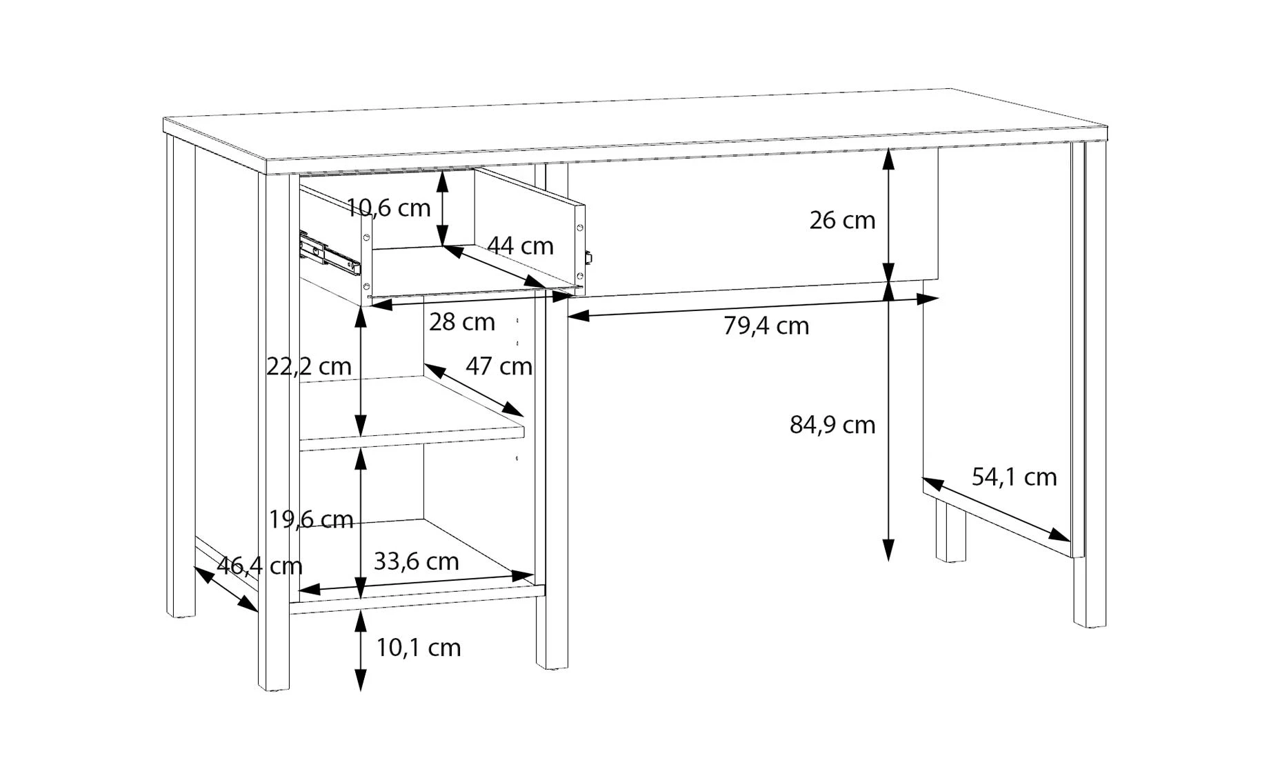 Jytana radni sto 1 fioka + 1 vrata 125x56,5x72,1 cm natur