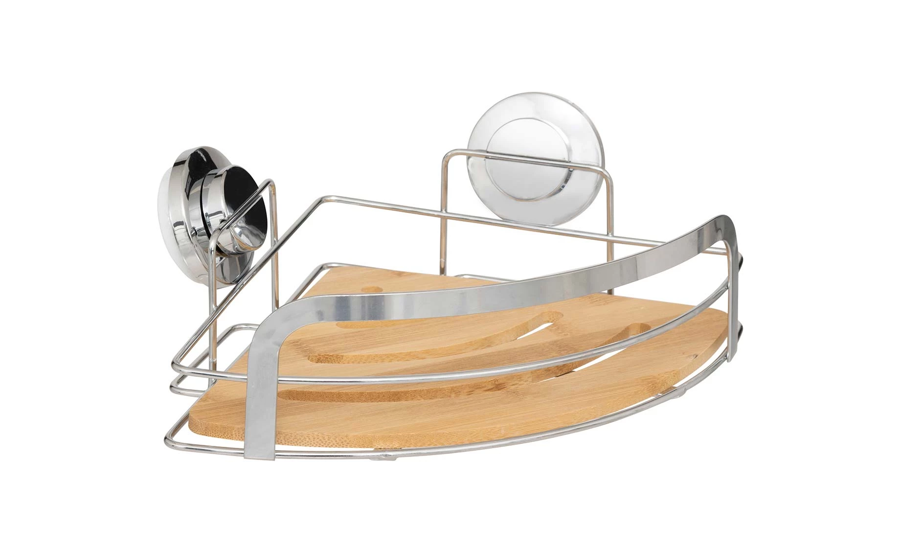 Kupatilska ugaona polica na vakuum Bamboo 27x20x11cm natura