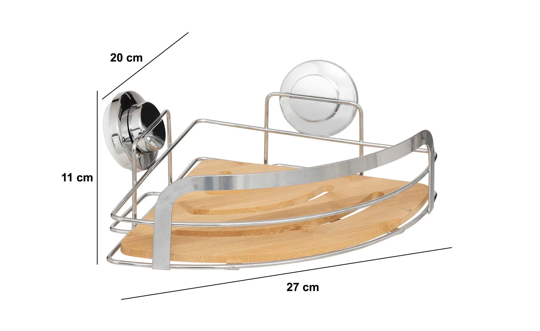 Kupatilska ugaona polica na vakuum Bamboo 27x20x11cm natura
