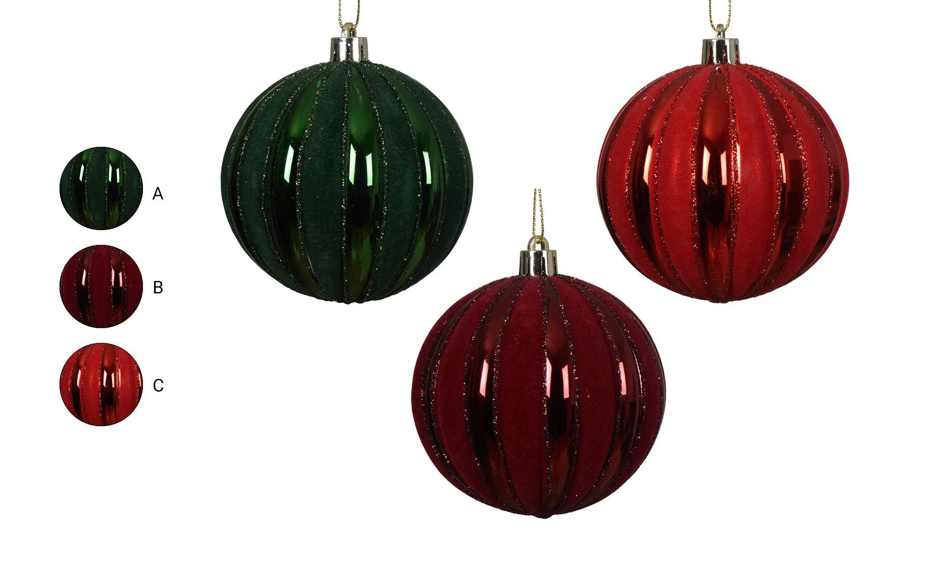 Plastična kugla Velvet stripes 8cm sort 3