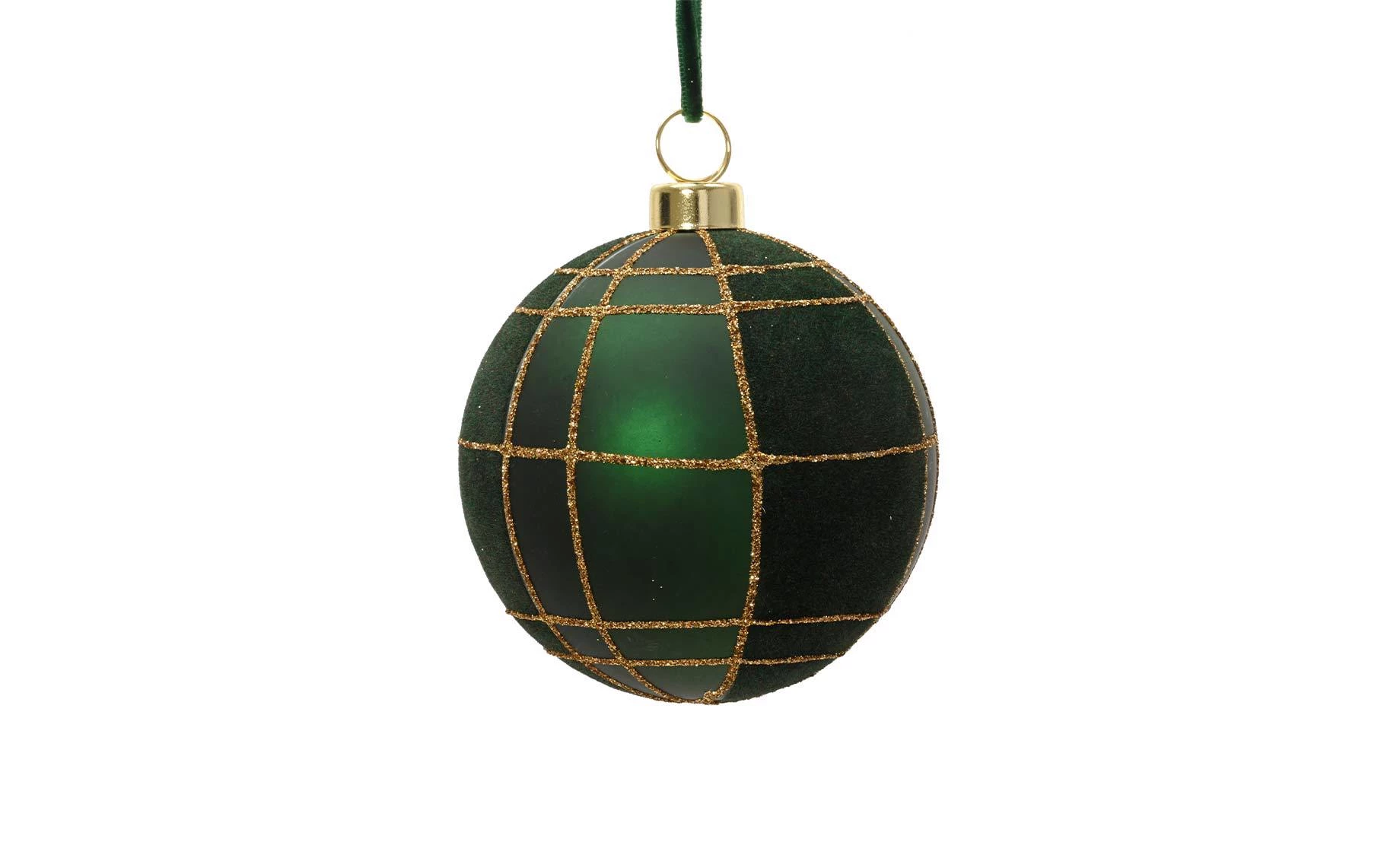 Plastična kugla Pine green velvet check 8cm
