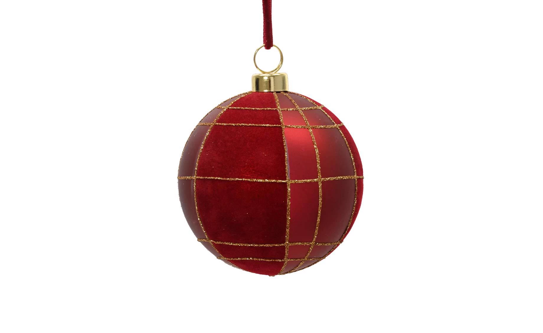 Plastična kugla Burgundy velvet check 8cm