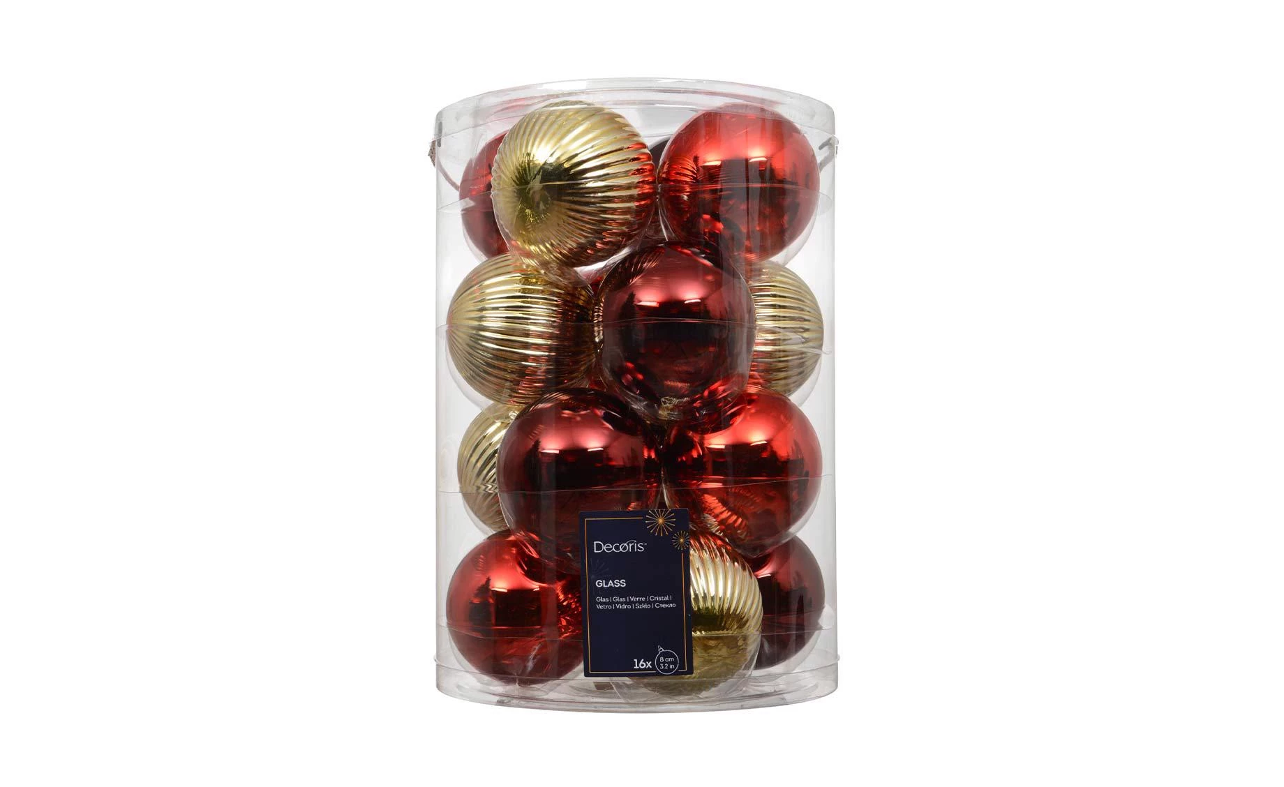 Set staklenih kugli 16/1 red/gold 8cm