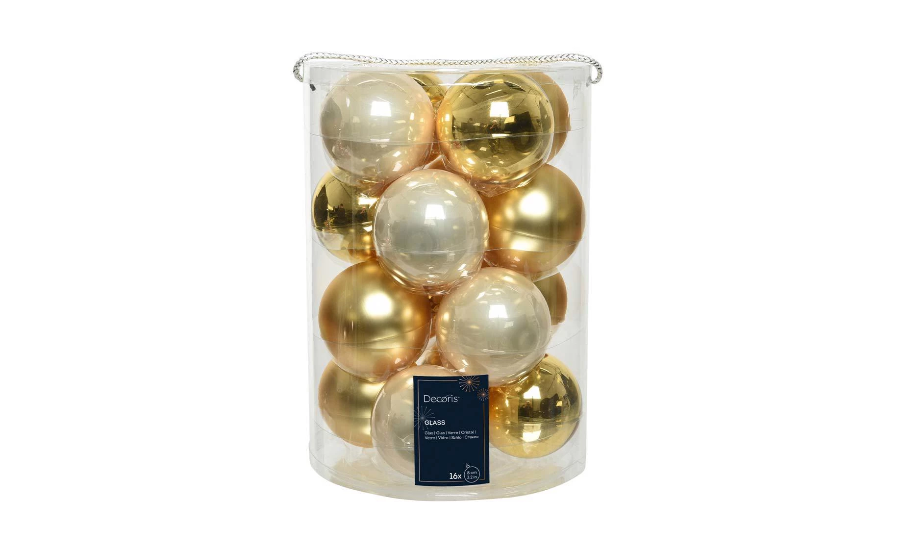 Set staklenih kugli 16/1 pearl gold 8cm