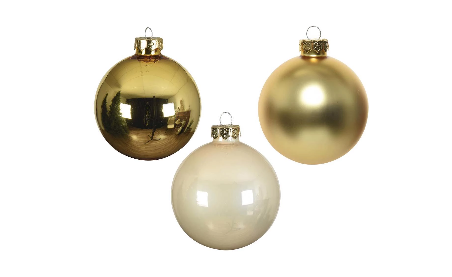 Set staklenih kugli 16/1 pearl gold 8cm