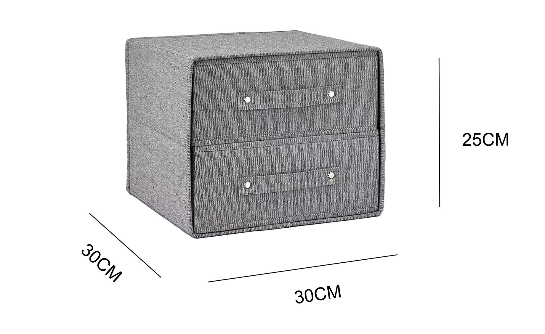 Kutija organizator sa 2 fioke Peyton 30x30x25cm siva
