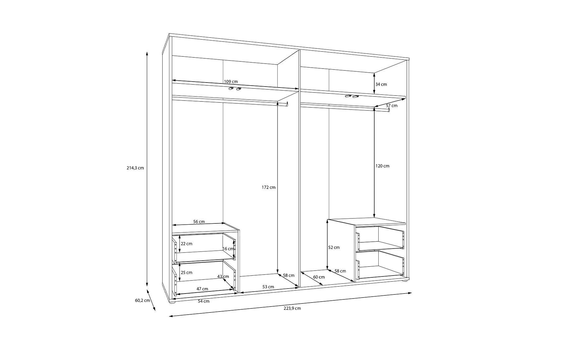 Alice otklopni ormar 223.9x60x214.3 cm kašmir