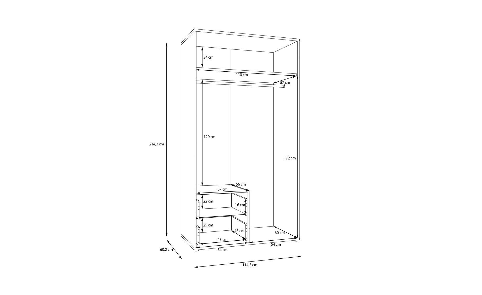 Alice otklopni ormar 114.5x60x214.3 cm kašmir