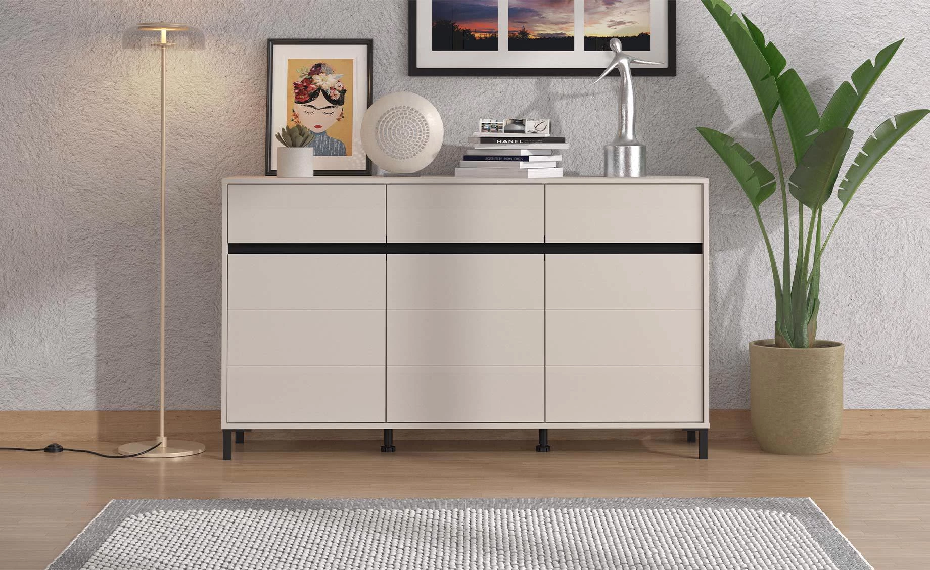 Marron komoda 157x40x90 cm kašmir/crna