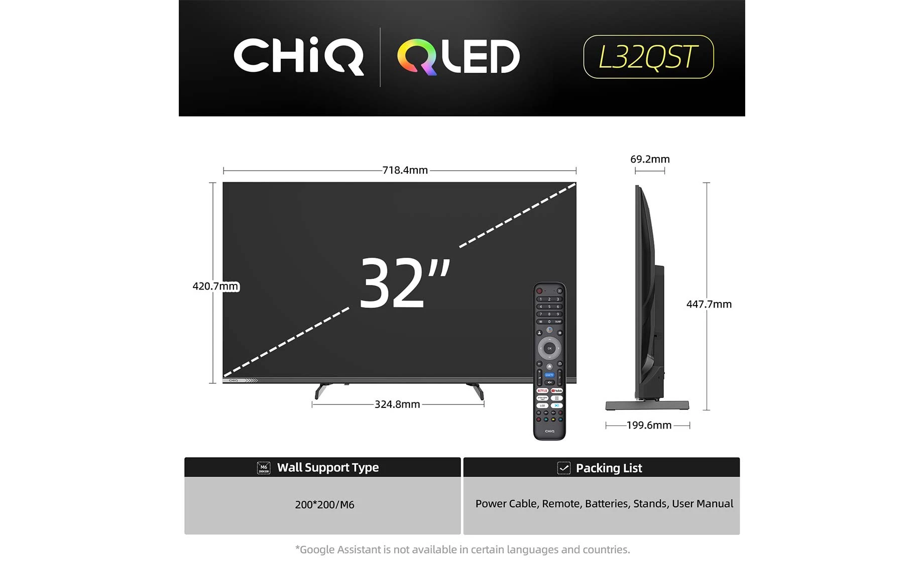 CHiQ L32QST (32"/80 cm) Full HD QLED Google Smart TV