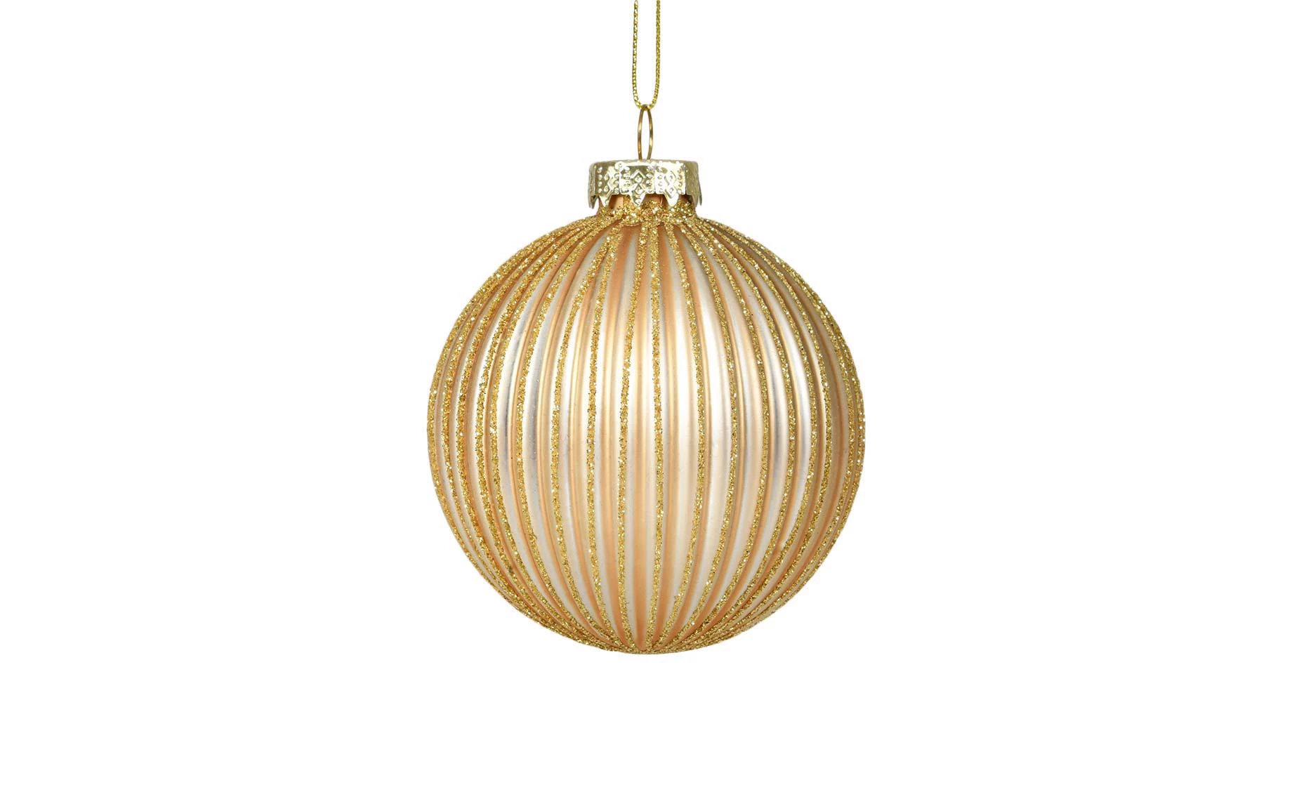 Staklena kugla 8cm gold/gold stripes