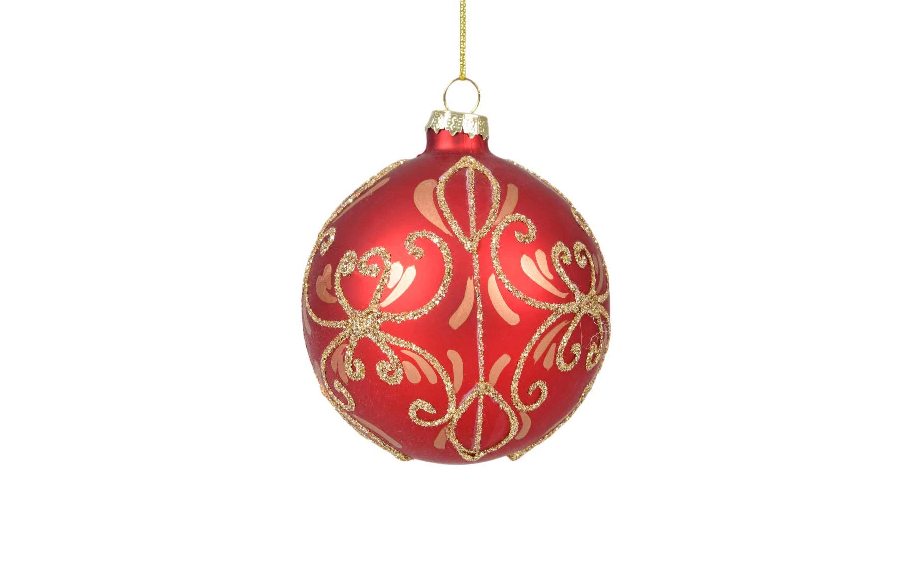 Staklena kugla 8cm burgundy/gold ornament