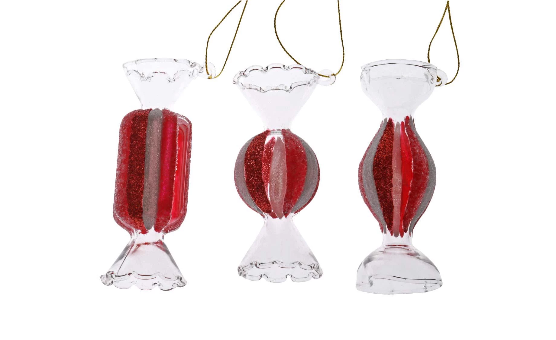 Set staklenih ukrasa 3/1 Candy 9x3,8cm red/white