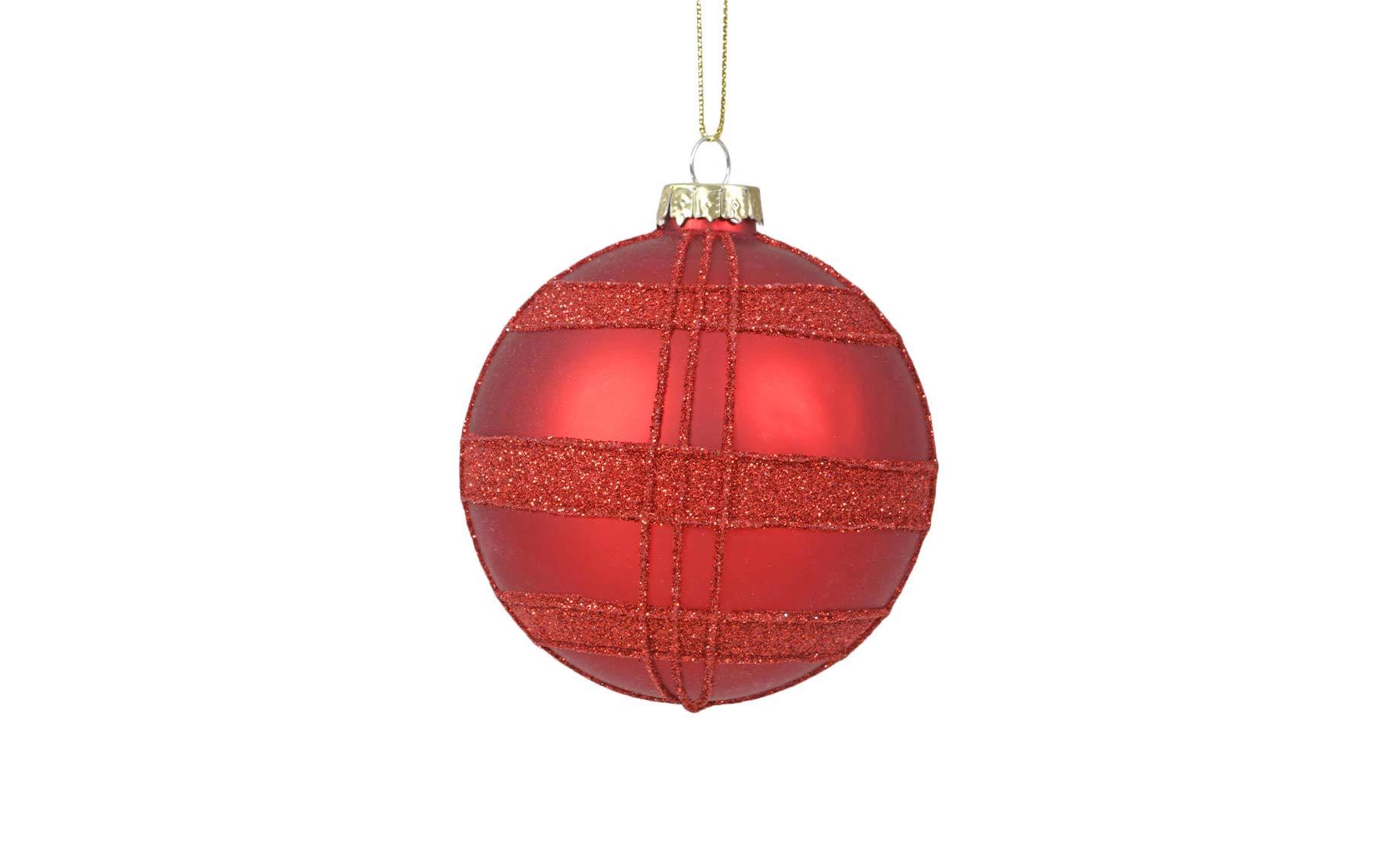Staklena kugla 8cm red/red stripes