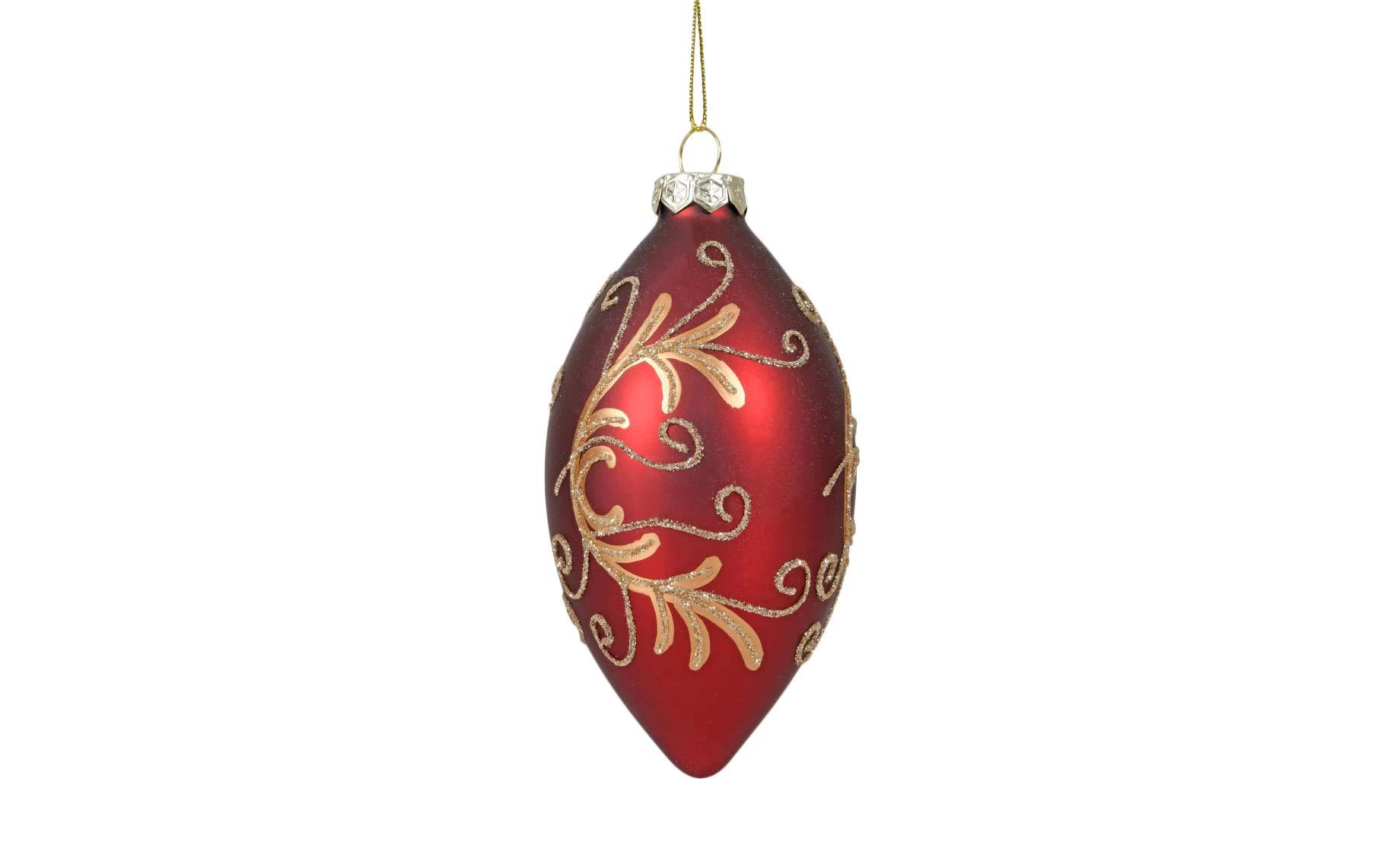 Staklena kugla 6,5X13cm burgundy/gold ornament