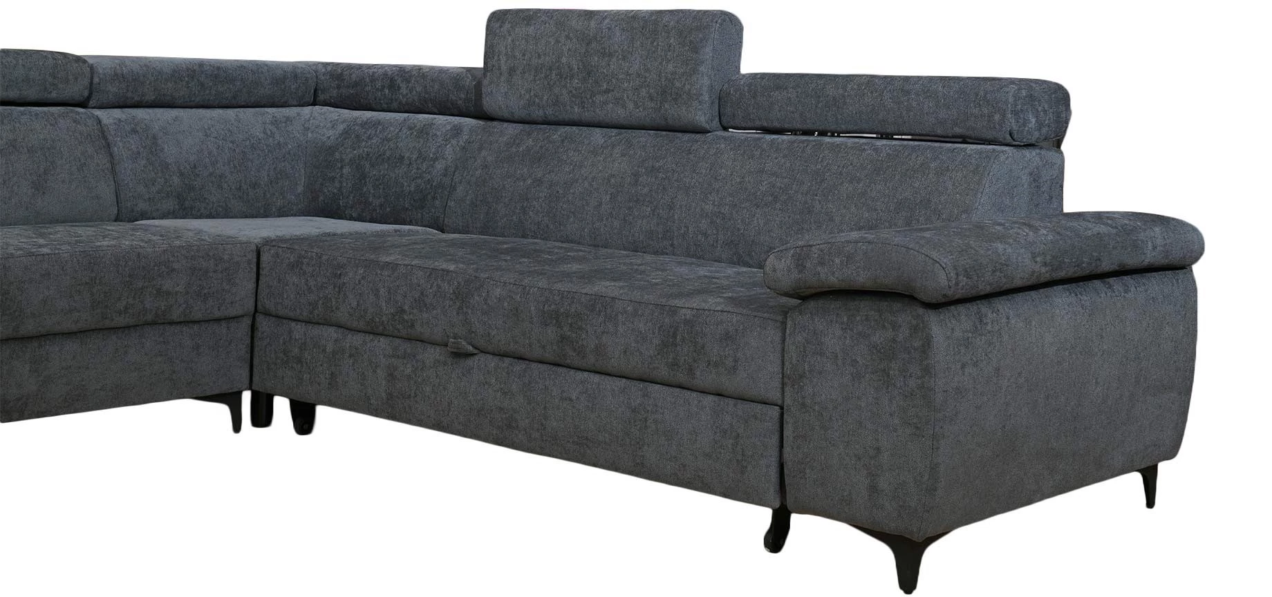 Luton ugaona garnitura sa ležajem 276X338X82/92 cm tamno siva leva