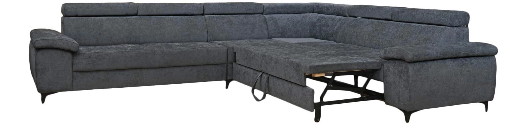 Luton ugaona garnitura sa ležajem 276X338X82/92 cm tamno siva leva