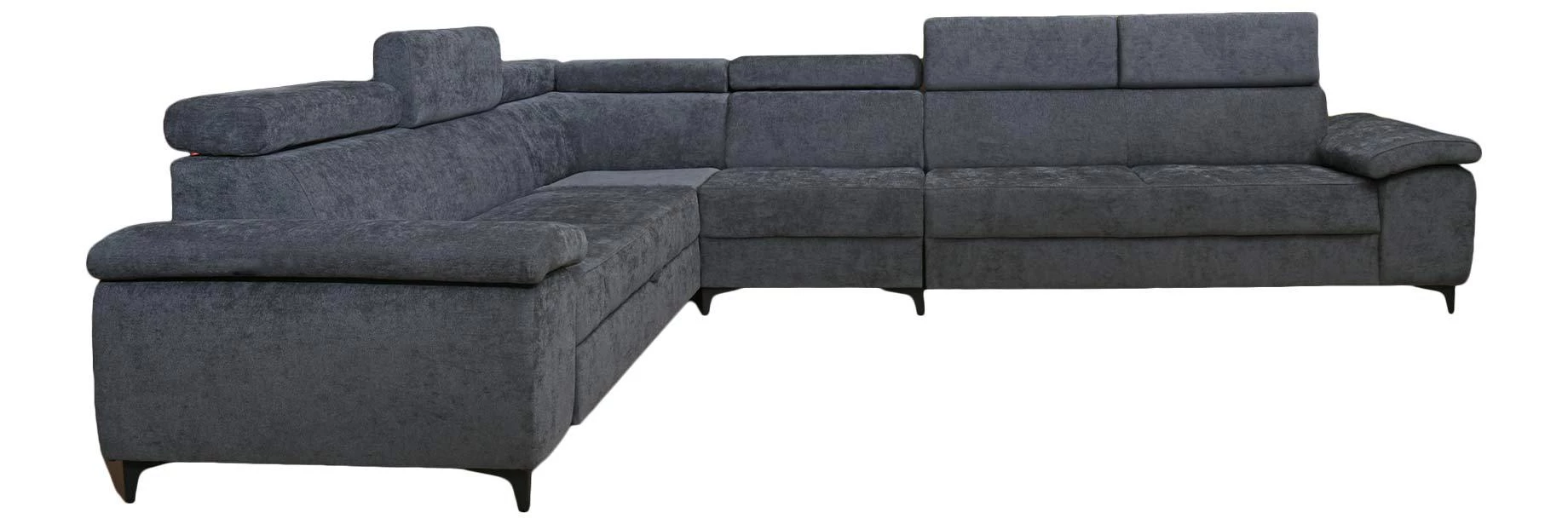 Luton ugaona garnitura sa ležajem 338x276x82/92 cm tamno siva desna