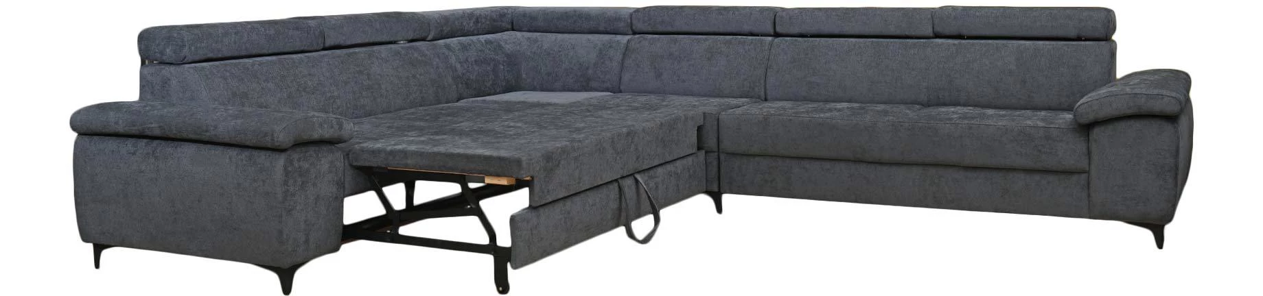Luton ugaona garnitura sa ležajem 338x276x82/92 cm tamno siva desna