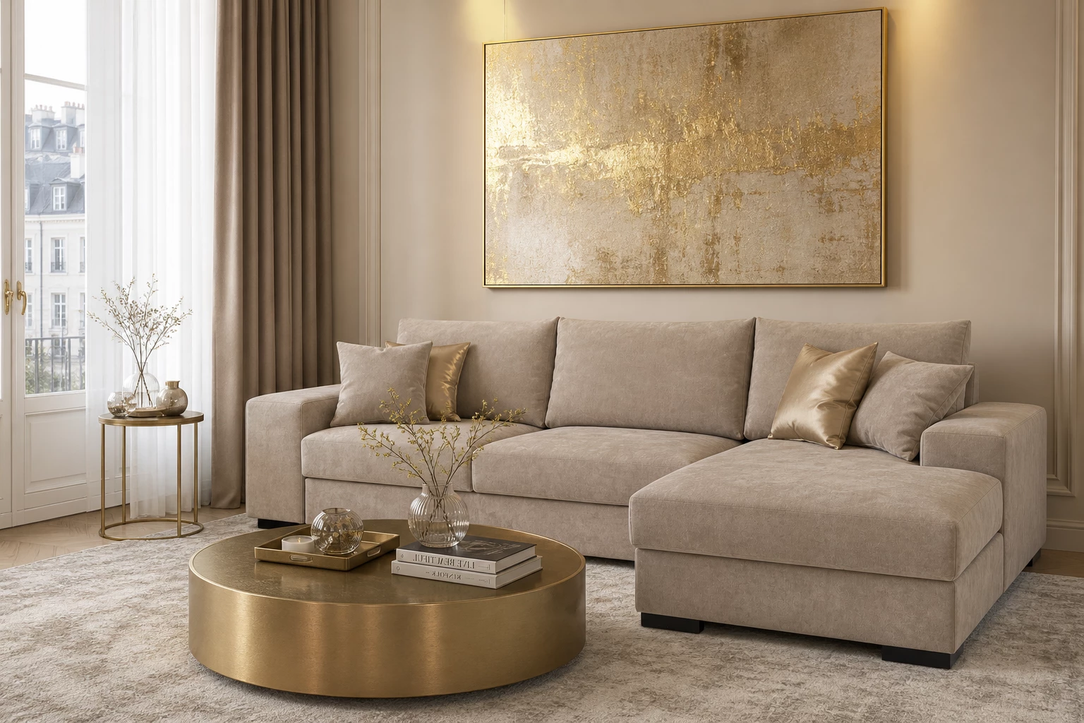 Yola ugaona garnitura sa ležajem 275x181x78/90 cm taupe desna