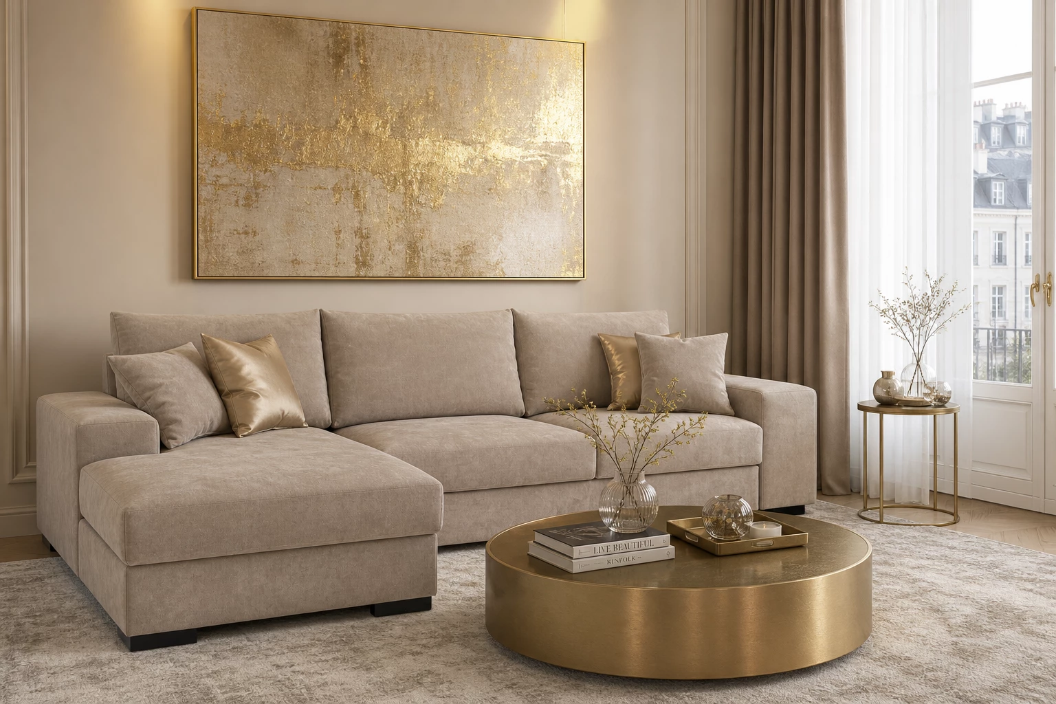 Yola ugaona garnitura sa ležajem 275x181x78/90 cm taupe leva
