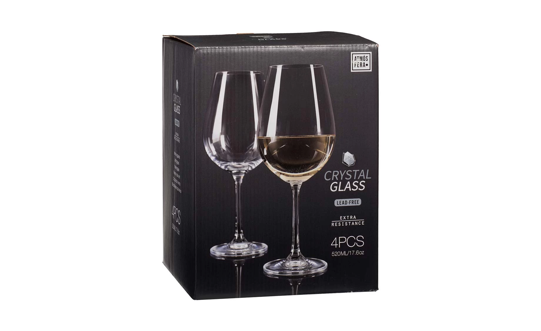 Set 4 čaše za vino Crystal 520ml
