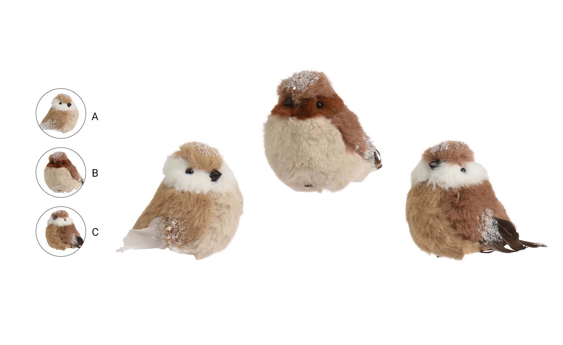 Dekoracija Bird on clip 9cm brown sort 3