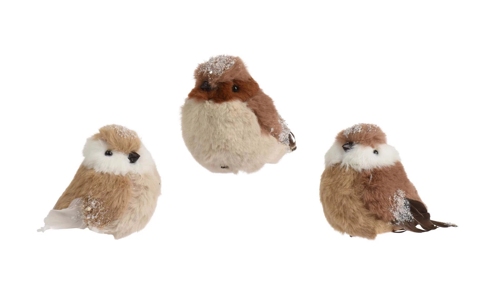 Dekoracija Bird on clip 9cm brown sort 3