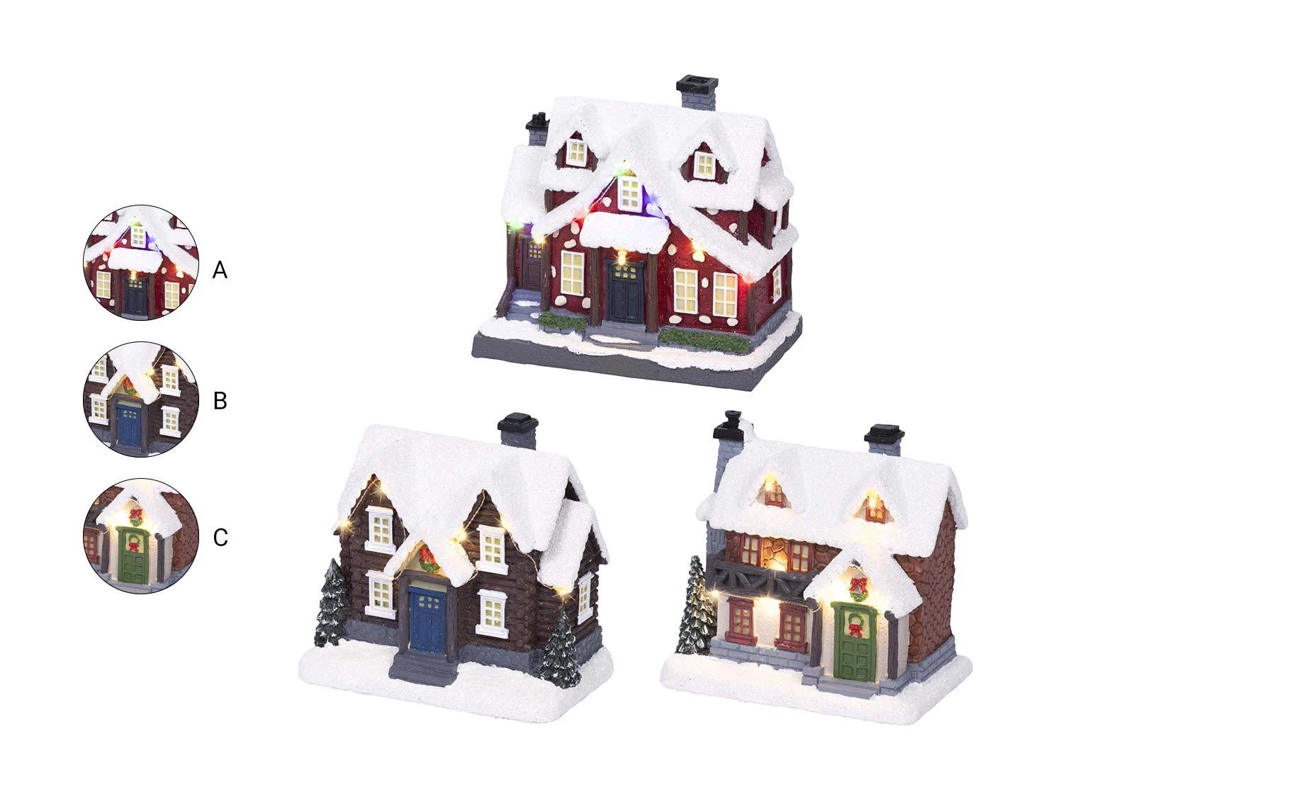 Dekoracija Xmas house 13cm LED sort 3