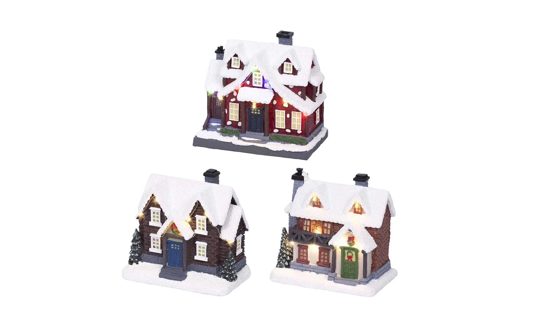 Dekoracija Xmas house 13cm LED sort 3